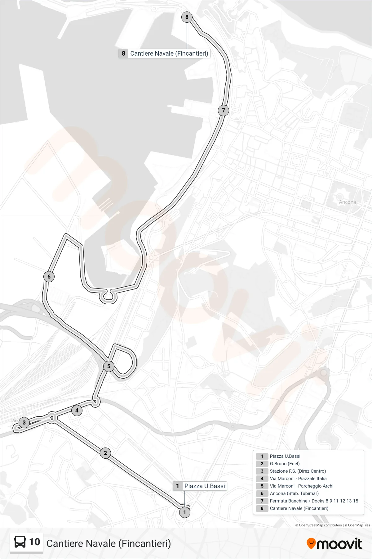 Linea 10  bus (Cantiere Navale (Fincantieri)) - Percorsi e fermate sulla mappa