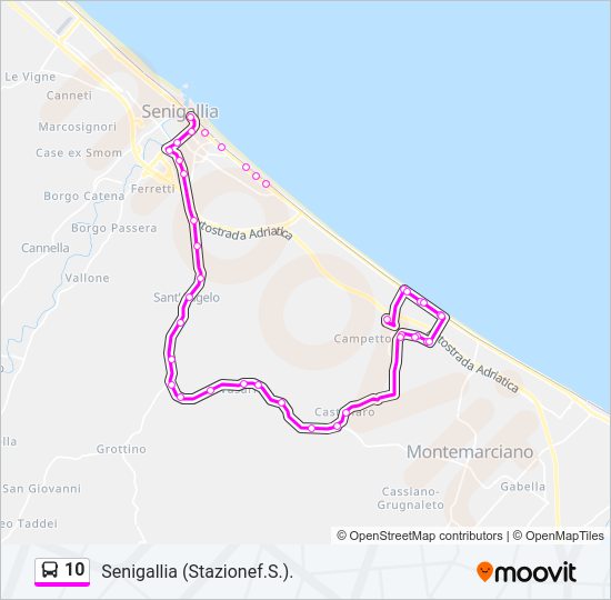Percorso linea bus 10
