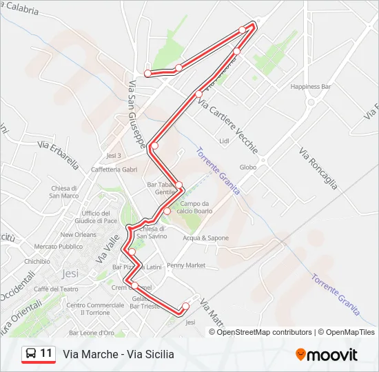 11 Bus Line Map
