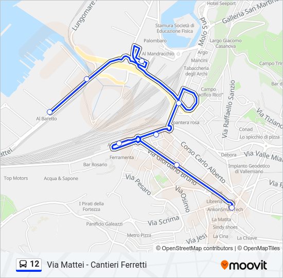 Percorso linea bus 12