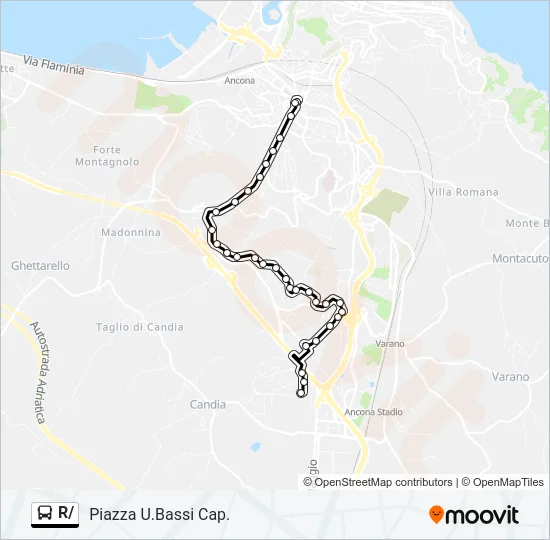 Percorso linea bus R/