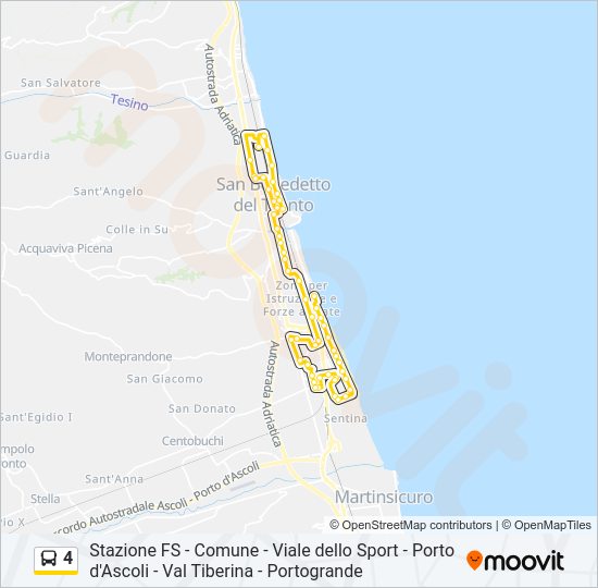 Percorso linea bus 4