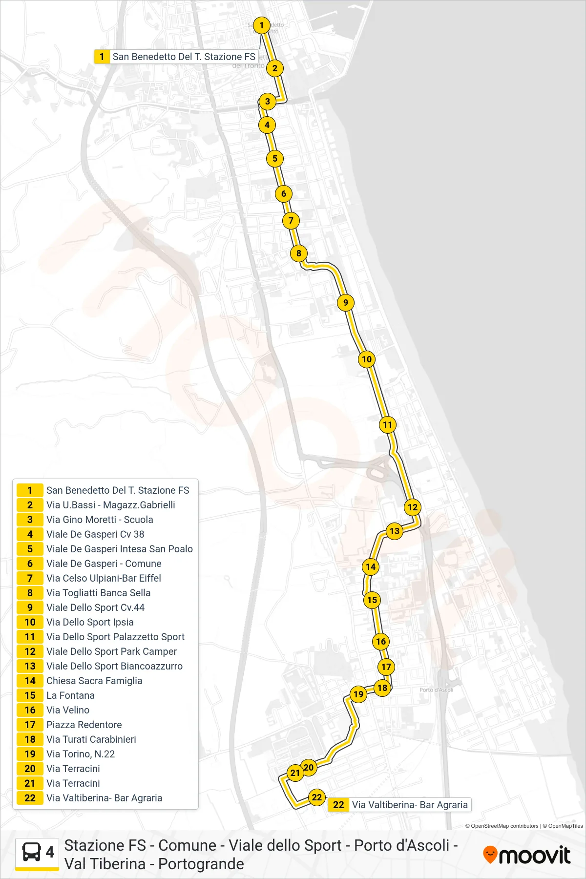 Linea 4 bus (Via Valtiberina- Bar Agraria) - Percorsi e fermate sulla mappa