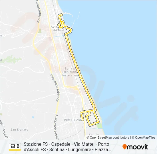 Percorso linea bus B