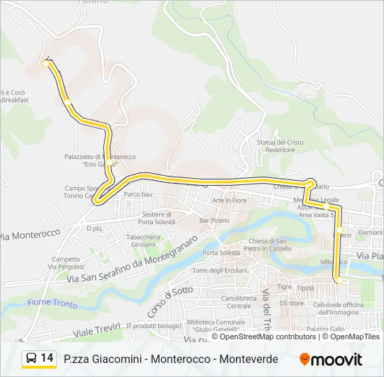 Percorso linea bus 14