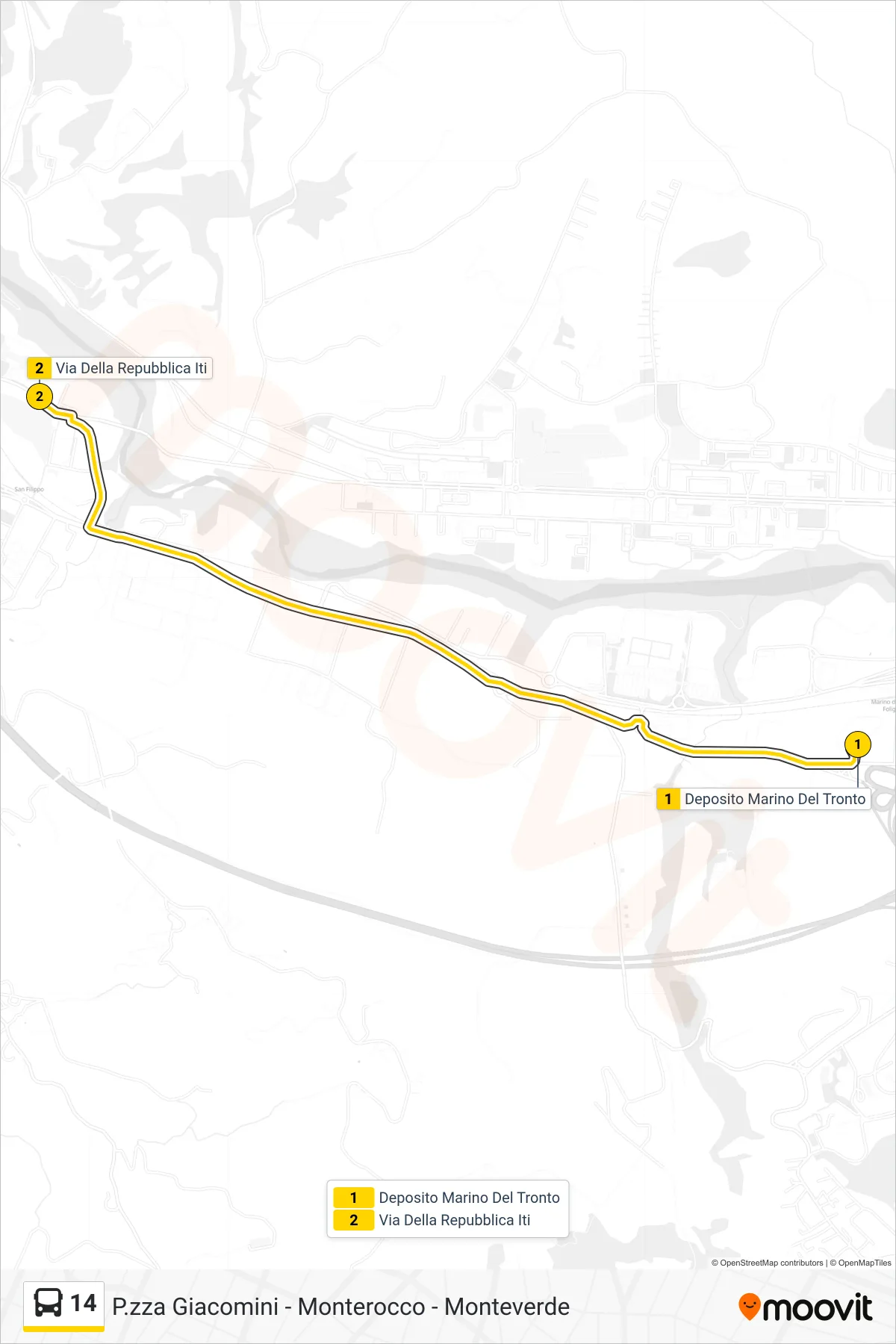 Linea 14 bus (Via Della Repubblica Iti) - Percorsi e fermate sulla mappa