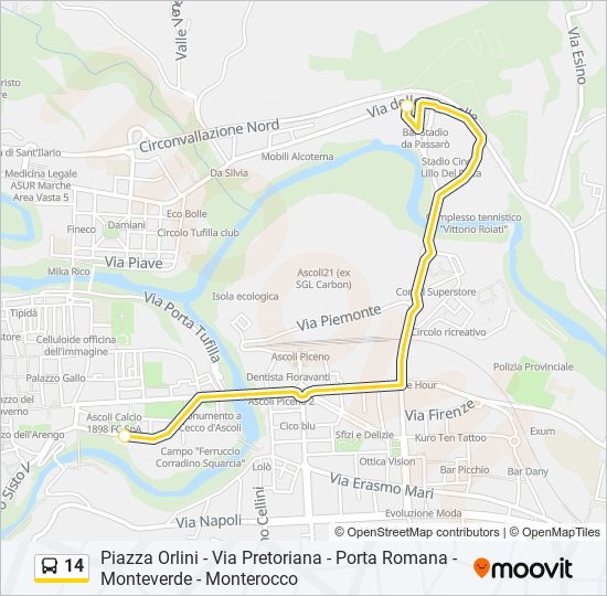 14 bus Line Map