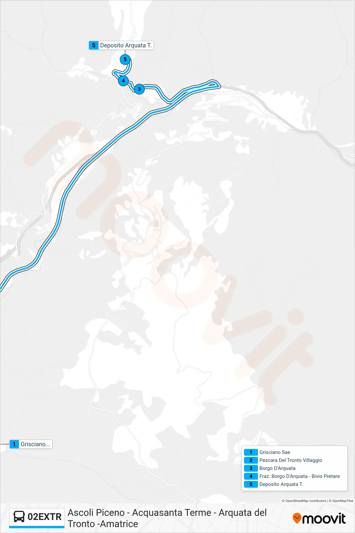 Linea 02EXTR bus (Deposito Arquata T.) - Percorsi e fermate sulla mappa
