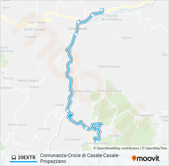 Percorso linea bus 20EXTR