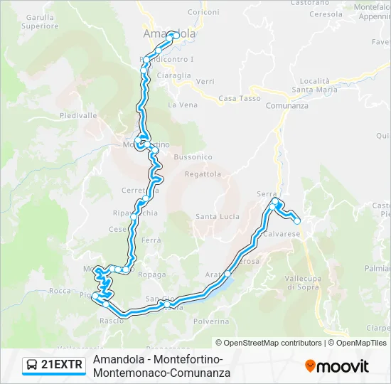 21EXTR Bus Line Map