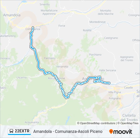 22EXTR Bus Line Map