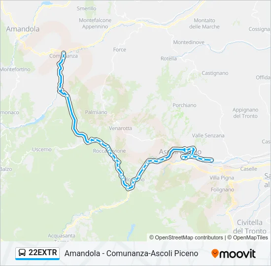 22EXTR Bus Line Map