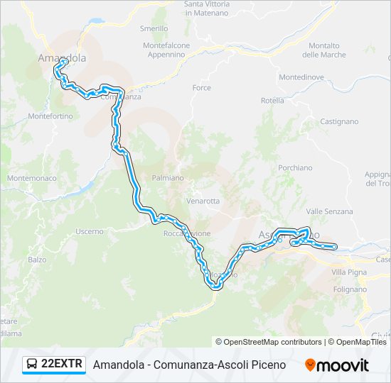 22EXTR Bus Line Map