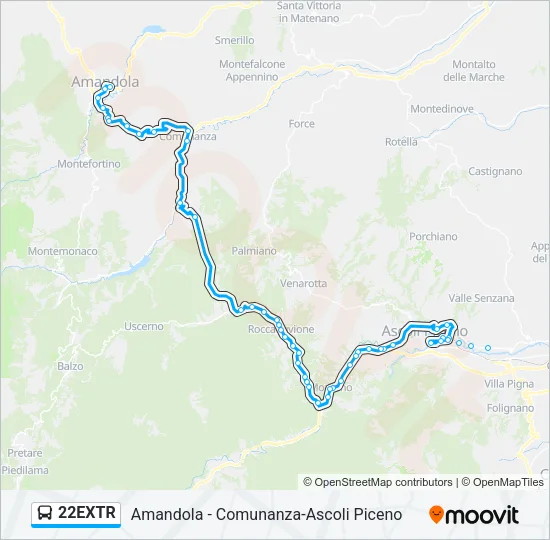 Percorso linea bus 22EXTR