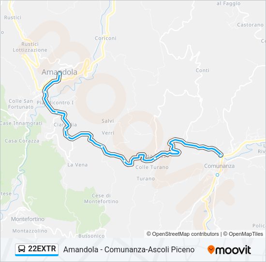 22EXTR Bus Line Map