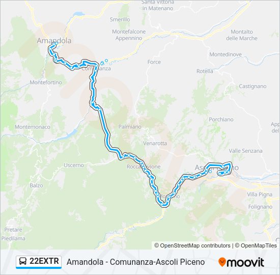 22EXTR Bus Line Map