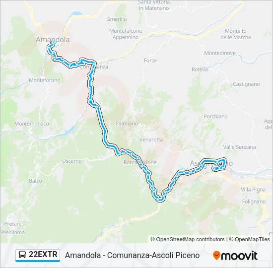 22EXTR Bus Line Map