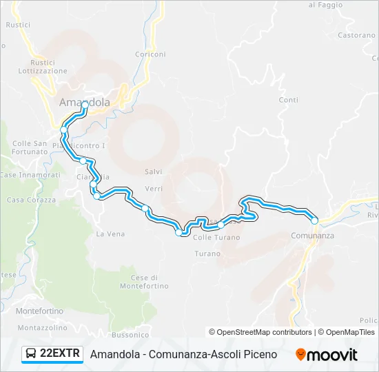 Percorso linea bus 22EXTR