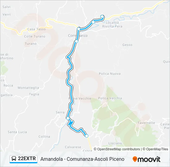 22EXTR Bus Line Map