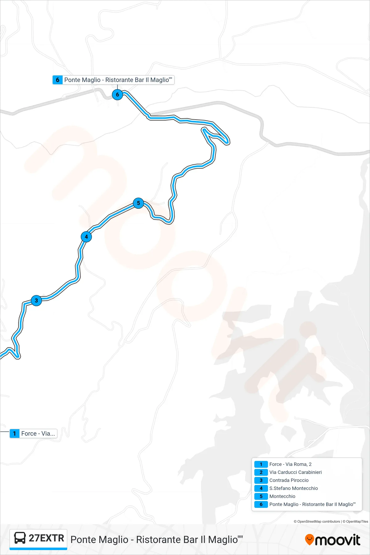 Linea 27EXTR  bus (Ponte Maglio - Ristorante Bar Il Maglio"") - Percorsi e fermate sulla mappa