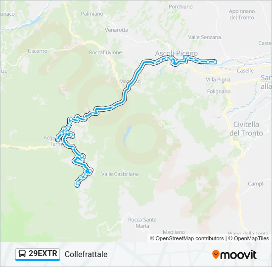 Percorso linea bus 29EXTR