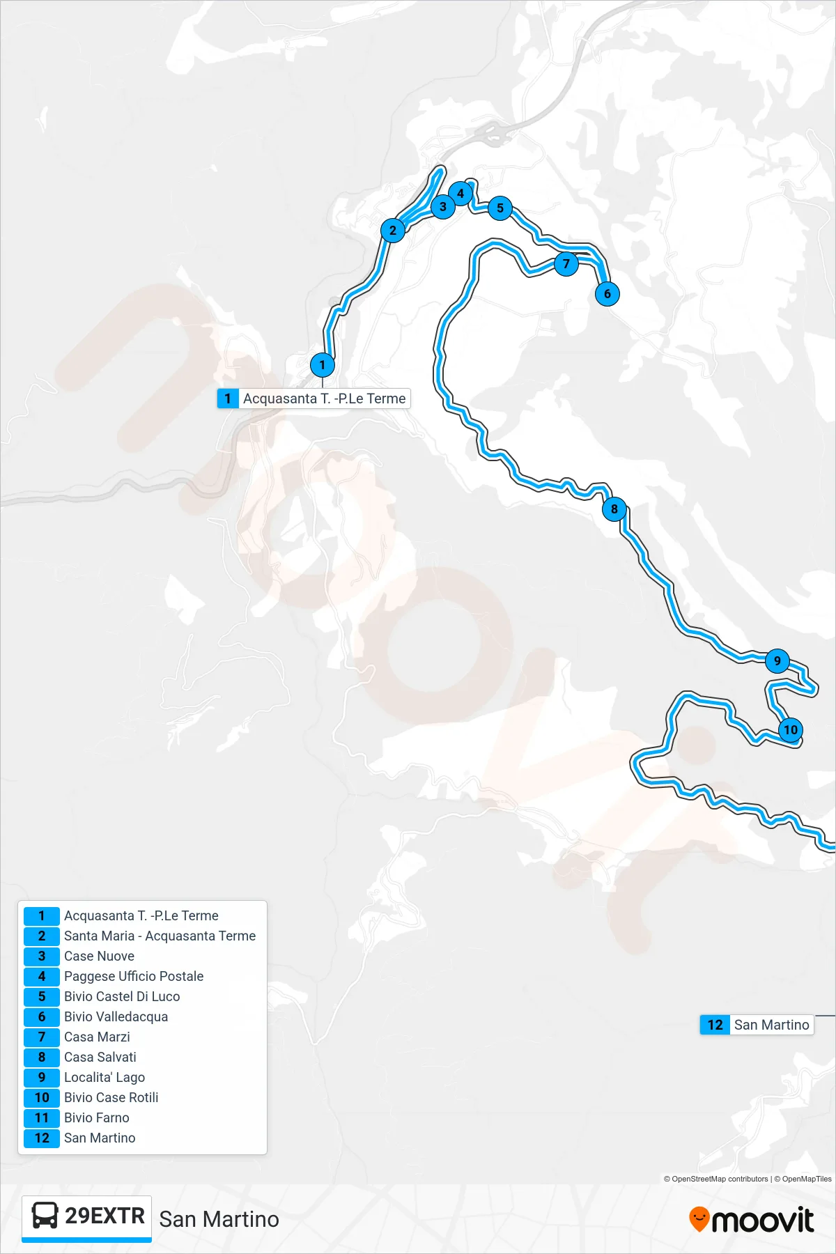 Linea 29EXTR bus (San Martino) - Percorsi e fermate sulla mappa