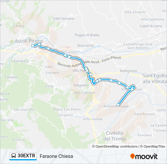 30EXTR Bus Line Map
