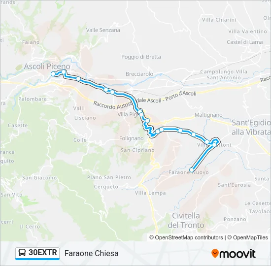 Percorso linea bus 30EXTR