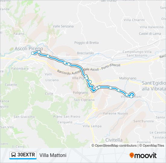 30EXTR Bus Line Map