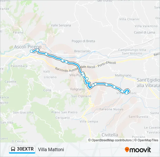 30EXTR Bus Line Map