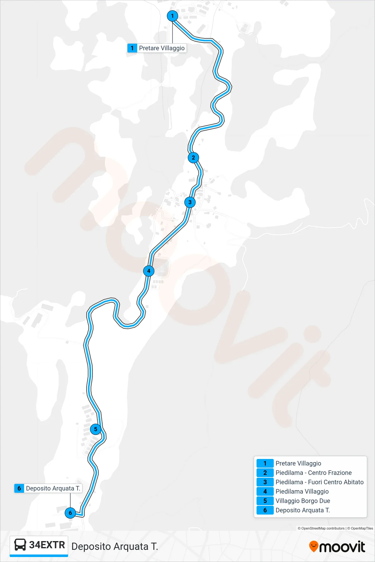 Linea 34EXTR bus (Deposito Arquata T.) - Percorsi e fermate sulla mappa