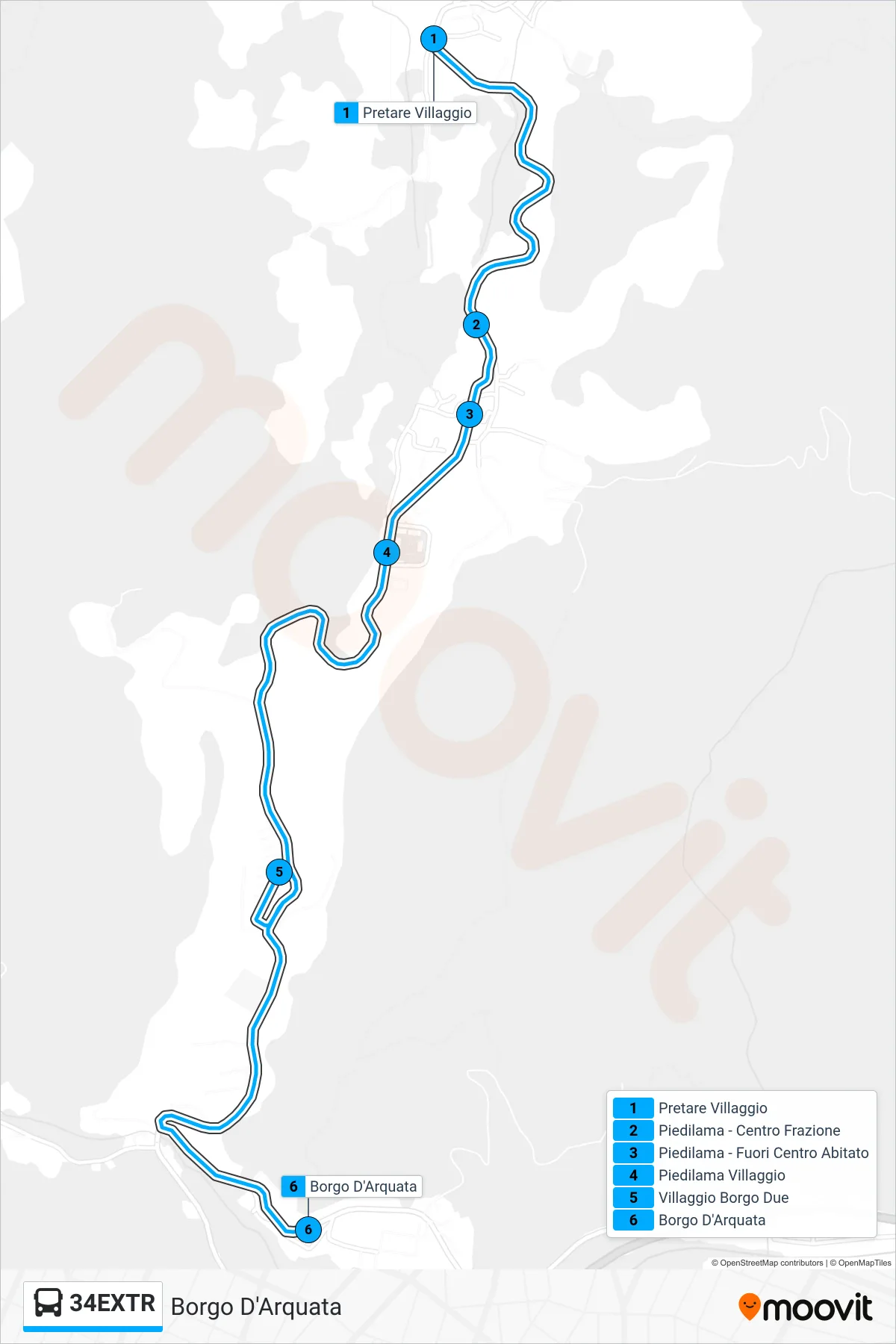 Linea 34EXTR bus (Borgo D'Arquata) - Percorsi e fermate sulla mappa