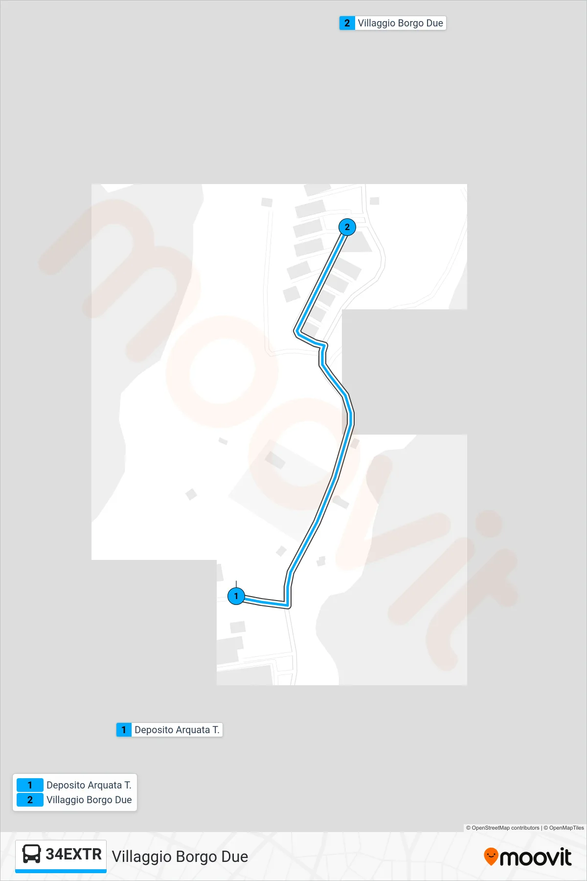 Linea 34EXTR bus (Villaggio Borgo Due) - Percorsi e fermate sulla mappa