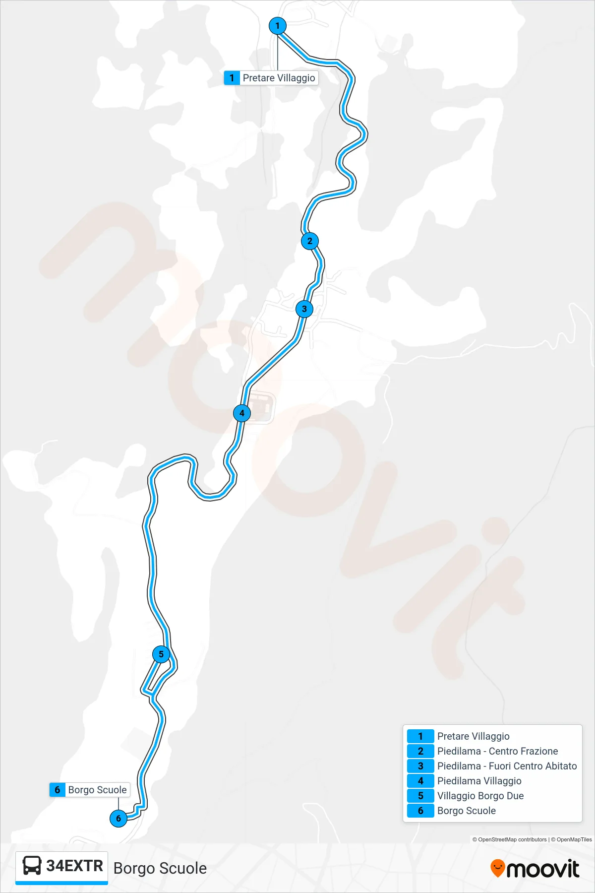 Linea 34EXTR bus (Borgo Scuole) - Percorsi e fermate sulla mappa
