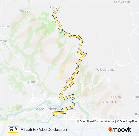 Percorso linea bus 8