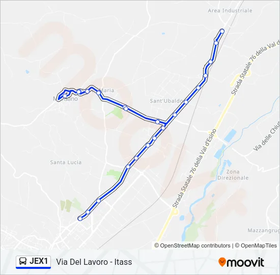 JEX1 Bus Line Map