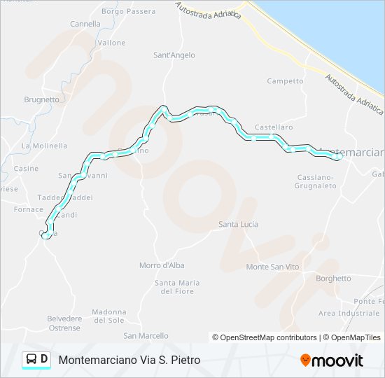 Percorso linea bus D