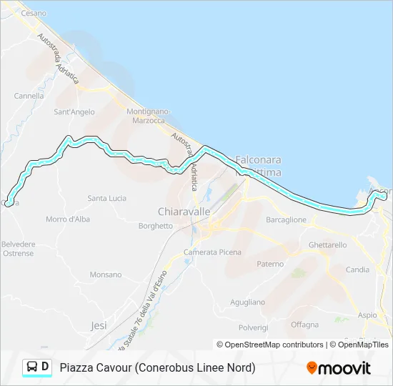 Percorso linea bus D