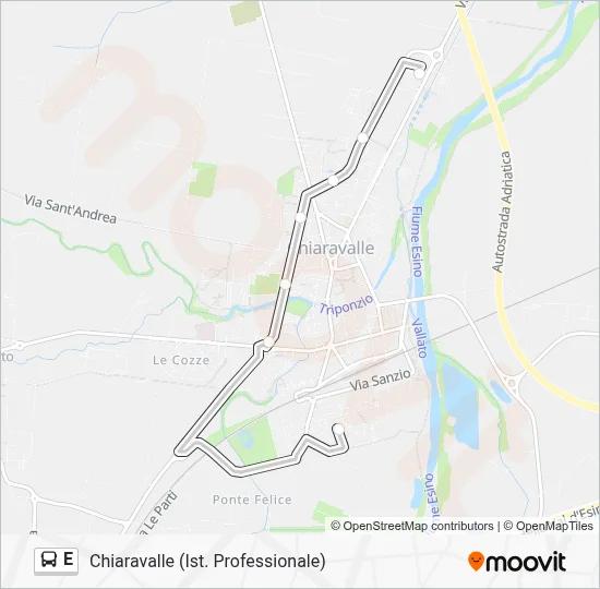 Percorso linea bus E