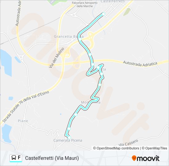 Percorso linea bus F
