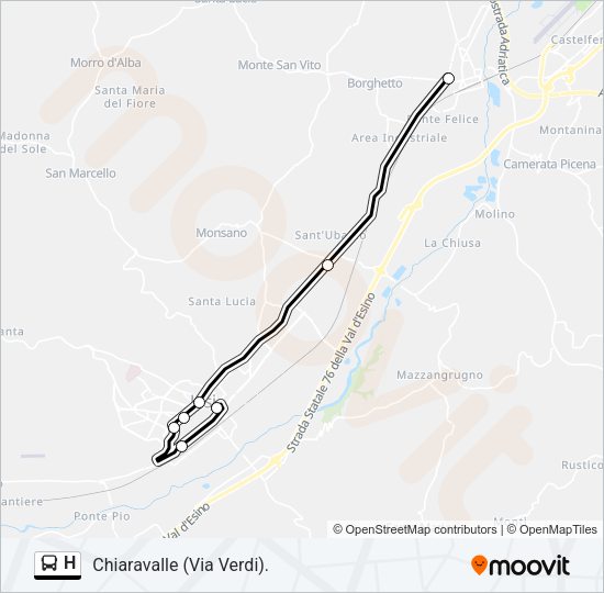 Percorso linea bus H