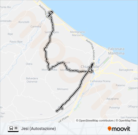 Percorso linea bus H