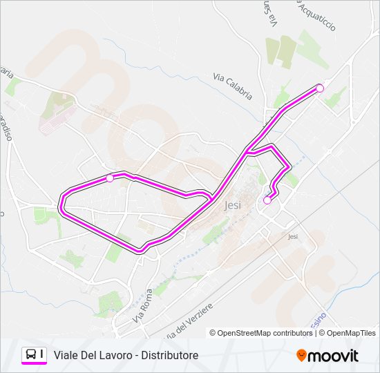 Percorso linea bus I