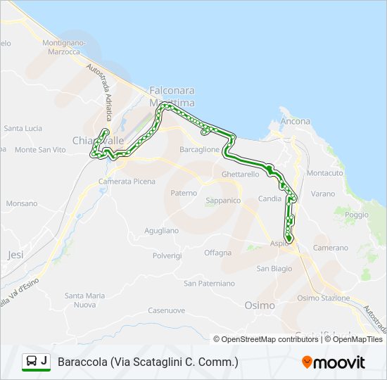 Percorso linea bus J