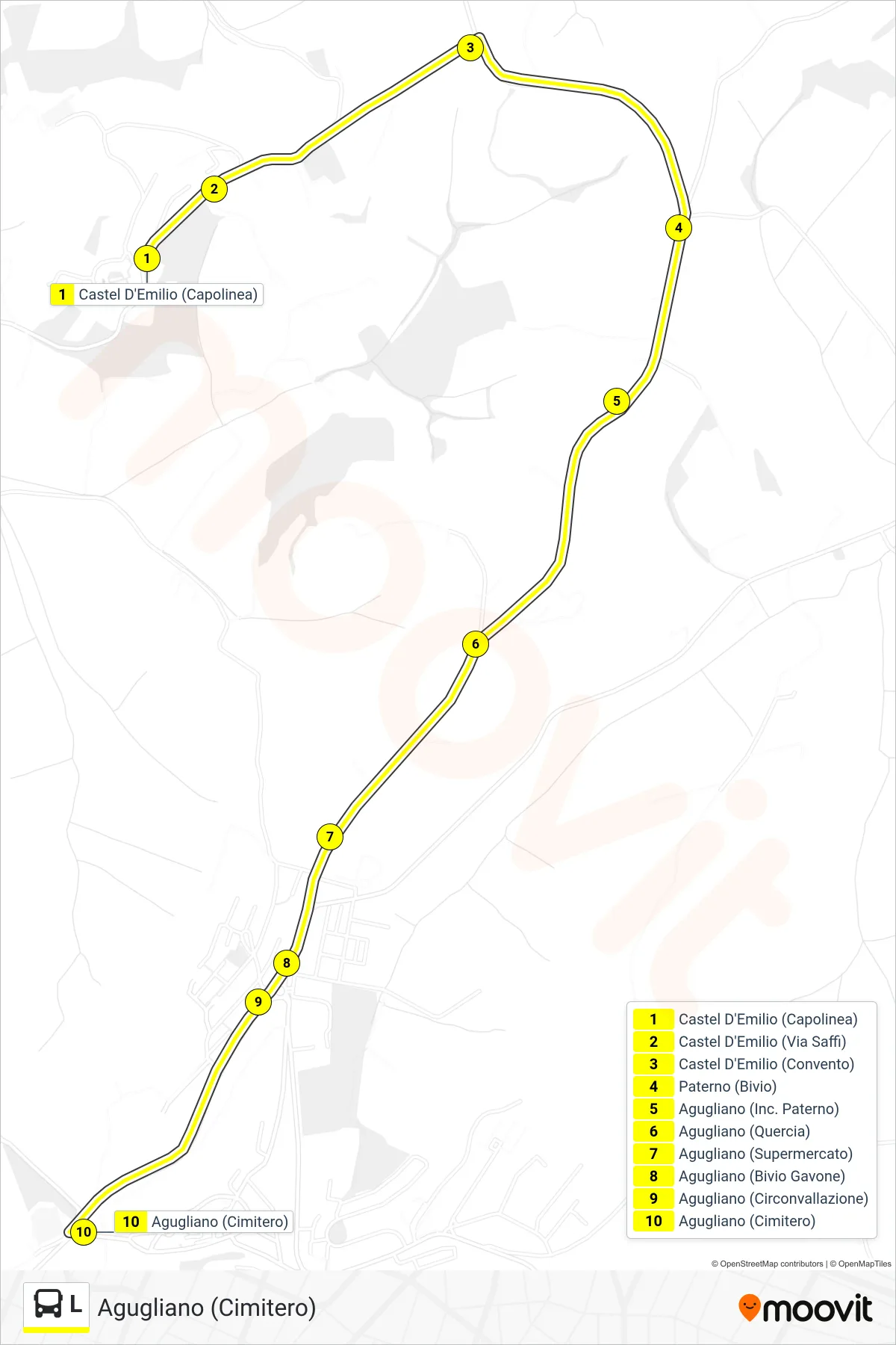 Linea L bus (Agugliano (Cimitero)) - Percorsi e fermate sulla mappa