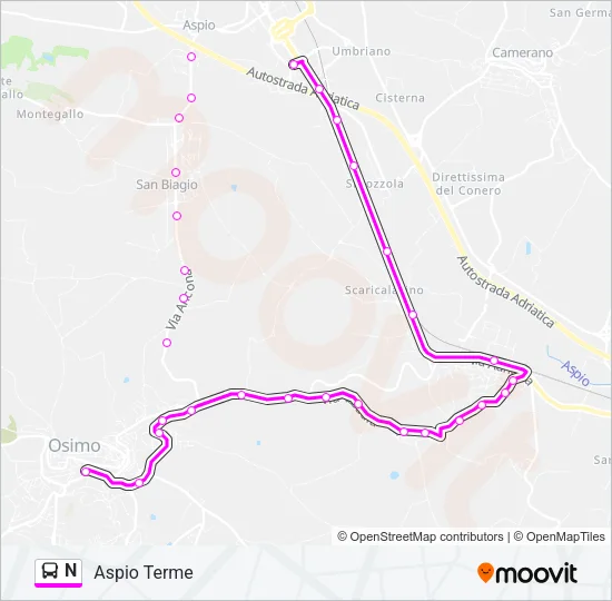 N Bus Line Map