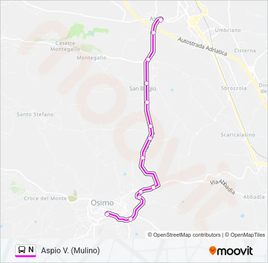 N Bus Line Map