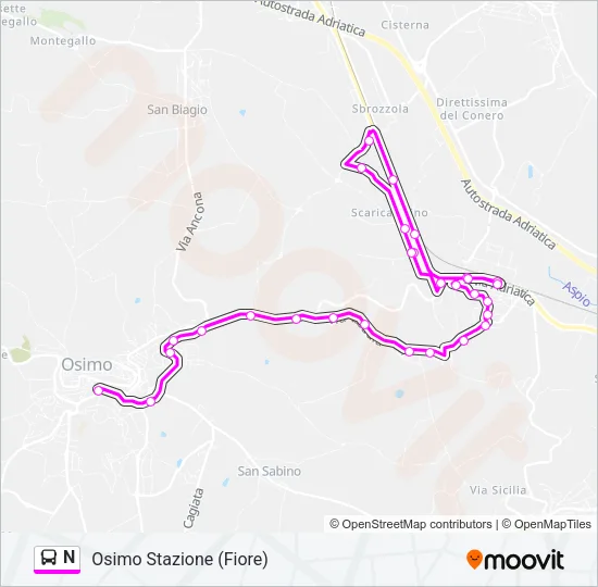 N Bus Line Map