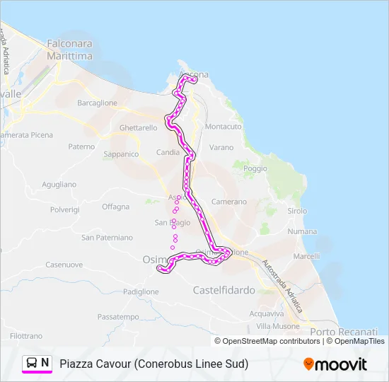 N Bus Line Map