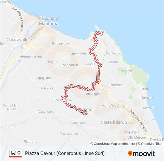 Percorso linea bus O